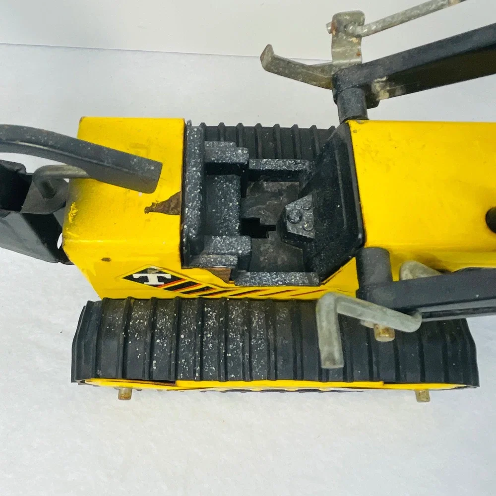 Vintage Tonka Pressed Steel Backhoe Loader Crawler Yellow Black Construction Toy